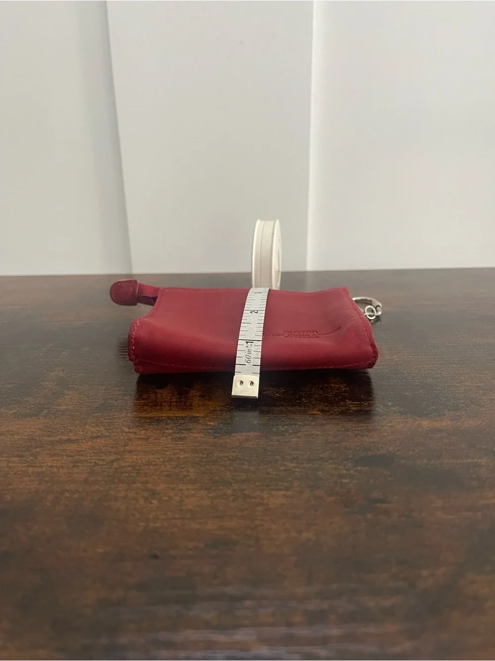 Buxton Red Leather Zip Coin Pouch with Key Clip